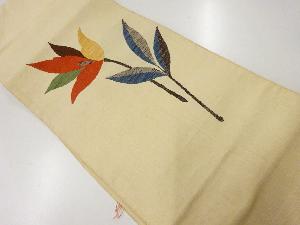 アンティーク　手織り紬花模様織出し名古屋帯